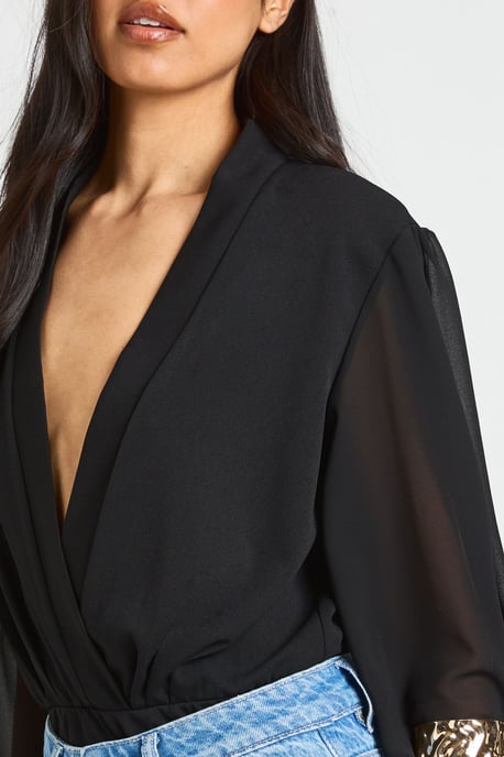 Tall Wrap Chiffon Sleeve Bodysuit - Image 4