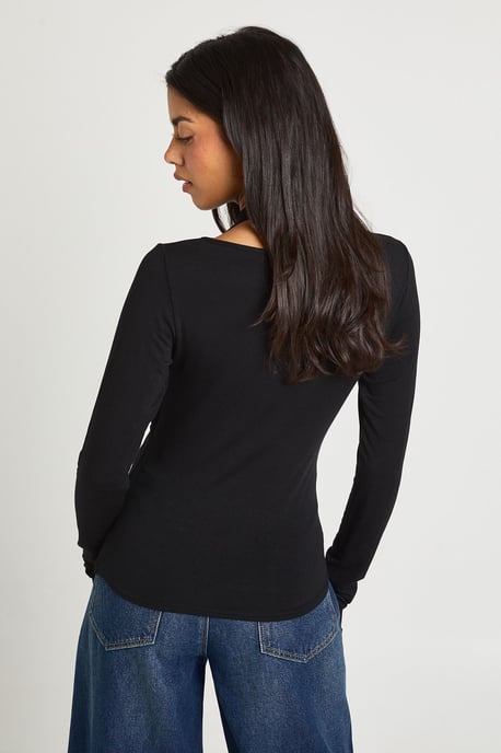 Halterneck Cowl Double Layer Long Sleeve Top - Image 2