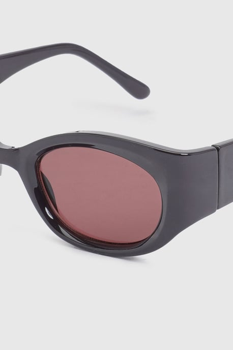Plum Chunky Framed Rounded Sunglasses - Image 4
