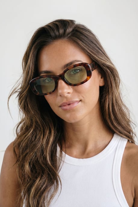 Tortoise Shell Chunky Rectangular Sunglasses - Image 1