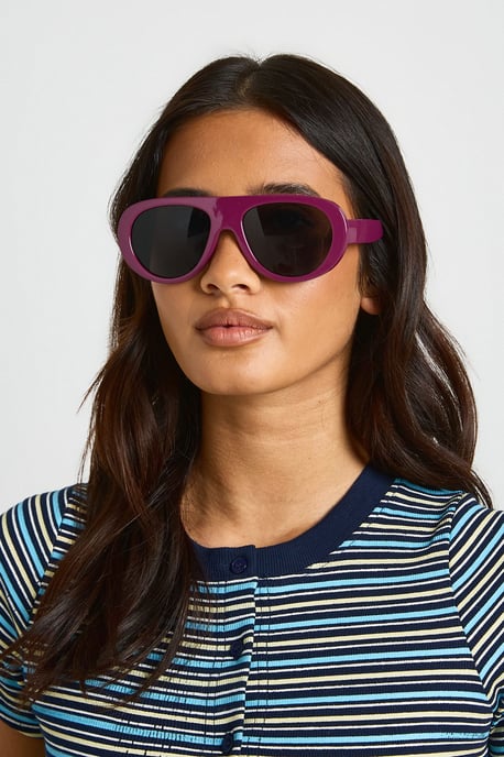Plum Oversized Aviator Sunglasses - Image 1