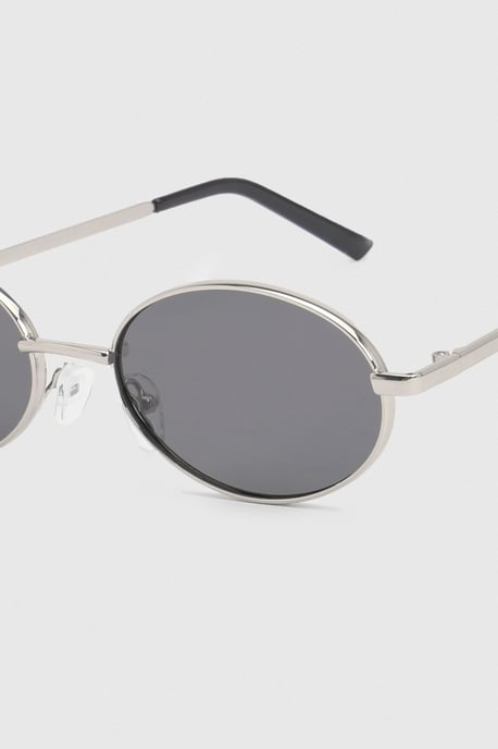 Silver Oval Metal Framed Sunglasses - Image 4