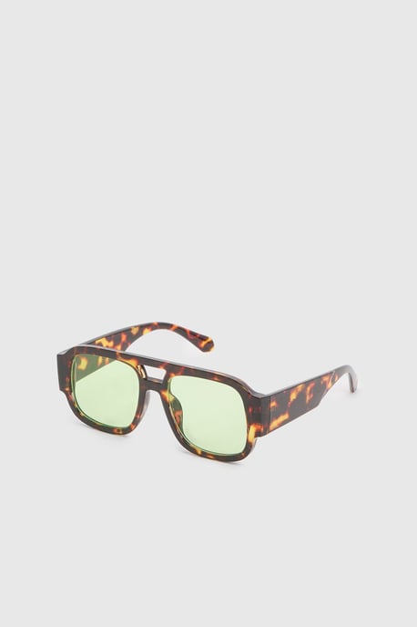 Chunky Framed Coloured Lens Aviator Sunglasses - Image 2