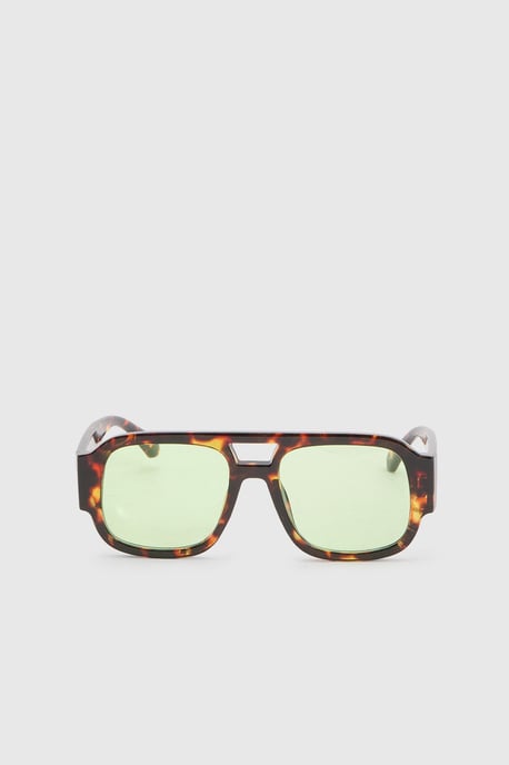 Chunky Framed Coloured Lens Aviator Sunglasses - Image 3