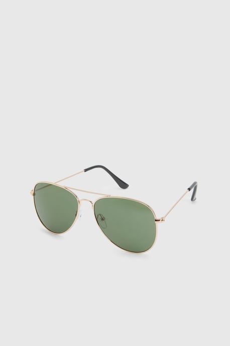 Gold Metal Framed Aviator Sunglasses - Image 2