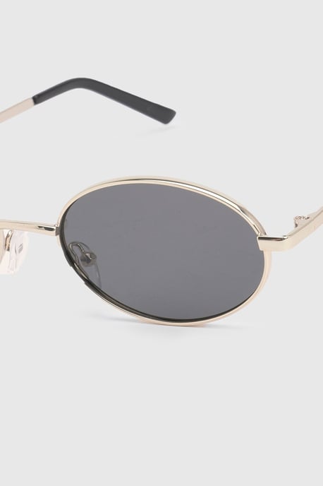Gold Oval Metal Framed Sunglasses - Image 4