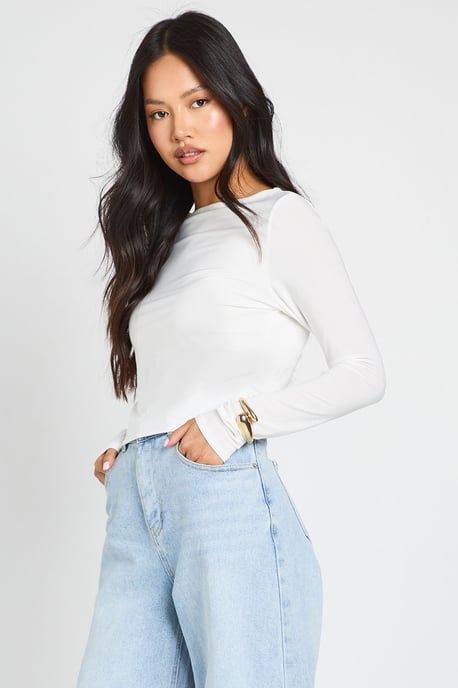 Petite Double Layer Slinky Long Sleeve Top - Image 1