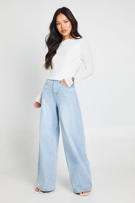 Petite Double Layer Slinky Long Sleeve Top - Image 3