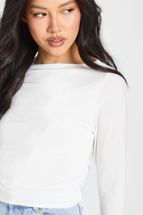 Petite Double Layer Slinky Long Sleeve Top - Image 4
