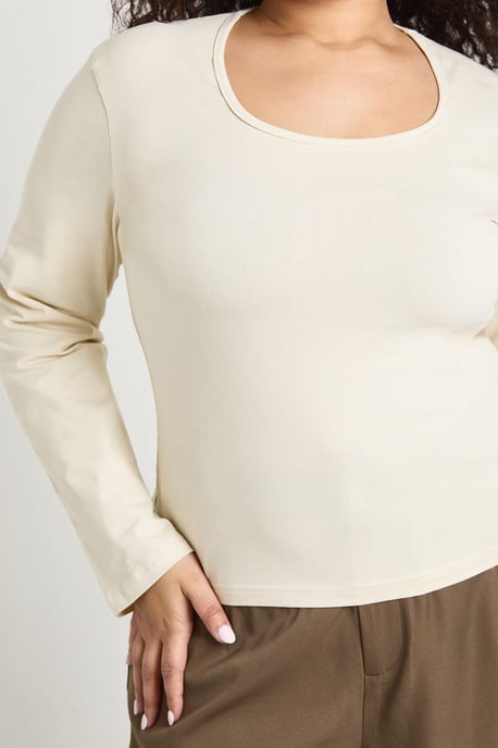 Plus Basic Square Neck Long Sleeve Top - Image 4