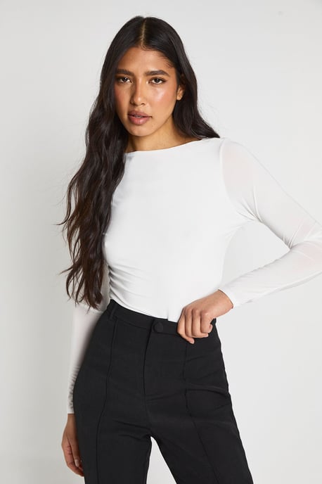 Tall Double Layer Slinky Long Sleeve Top - Image 1