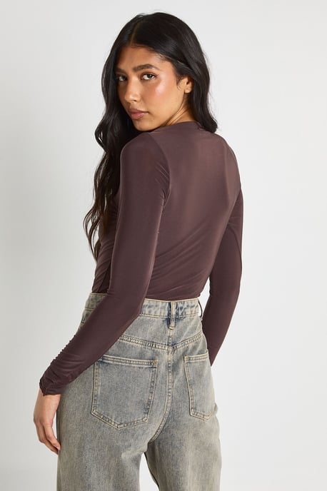 Tall Double Layer Slinky Long Sleeve Top - Image 2