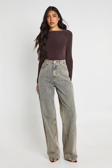 Tall Double Layer Slinky Long Sleeve Top - Image 3