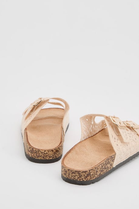Crochet Detail Double Buckle Footbed Sliders - Image 4