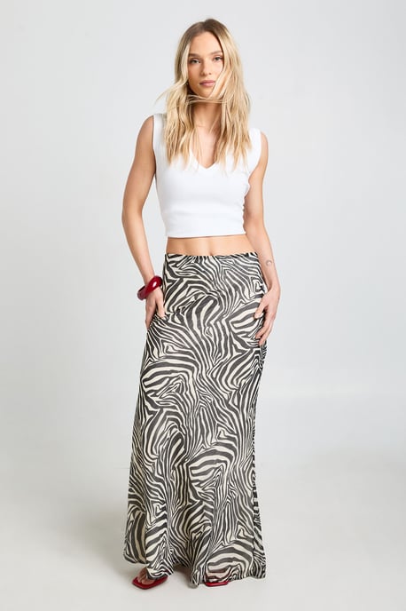 Petite Zebra Print Chiffon Maxi Skirt - Image 1