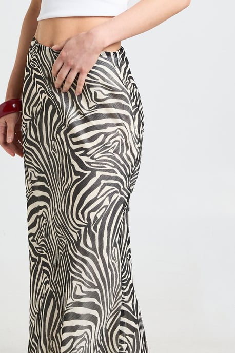 Petite Zebra Print Chiffon Maxi Skirt - Image 4