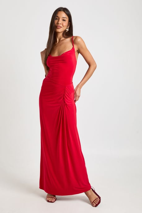 Slinky Ruched Side Maxi Skirt - Image 3