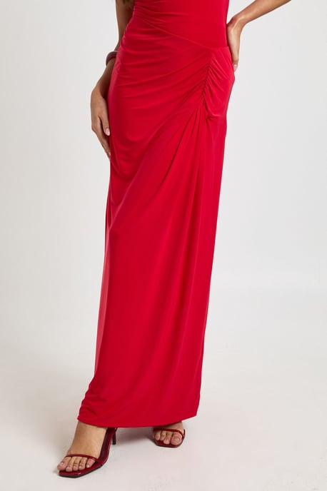 Slinky Ruched Side Maxi Skirt - Image 4