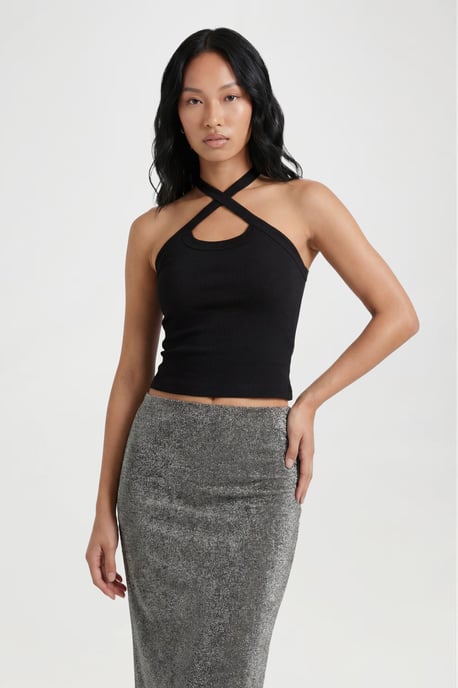 Metallic Knit Maxi Skirt - Image 3