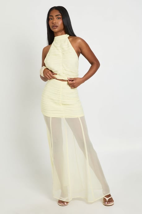 Chiffon Ruched Halterneck Top and Maxi Skirt Co-ord - Image 1