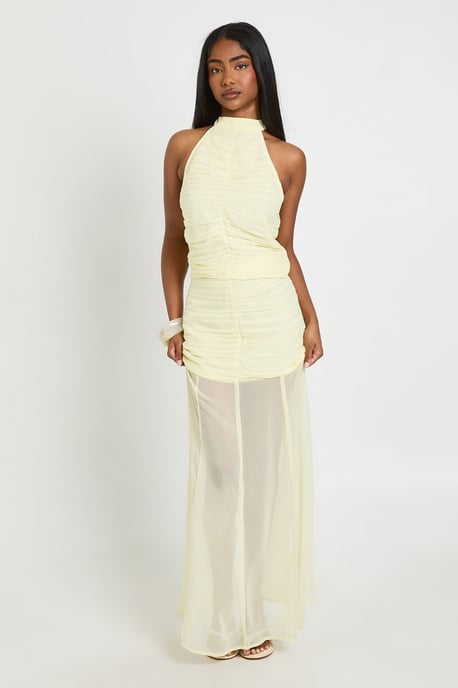 Chiffon Ruched Halterneck Top and Maxi Skirt Co-ord - Image 3