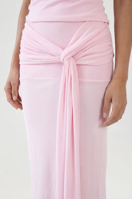 Textured Tie Detail Maxi Skirt - Image 2