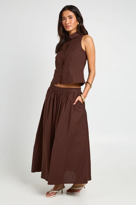 Linen Look Waistcoat & Volume Maxi Skirt Co-ord - Image 3
