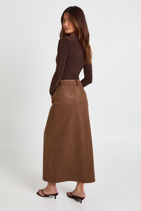 Faux Suede Maxi Skirt - Image 2
