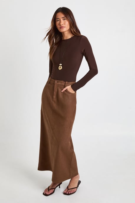 Faux Suede Maxi Skirt - Image 3