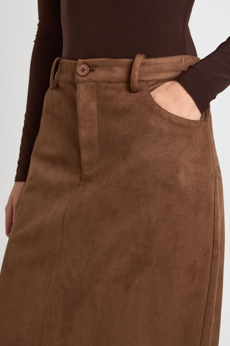 Faux Suede Maxi Skirt - Image 4