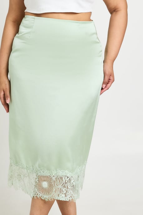 Pluse Satin Lace Trim Midaxi Skirt - Image 4