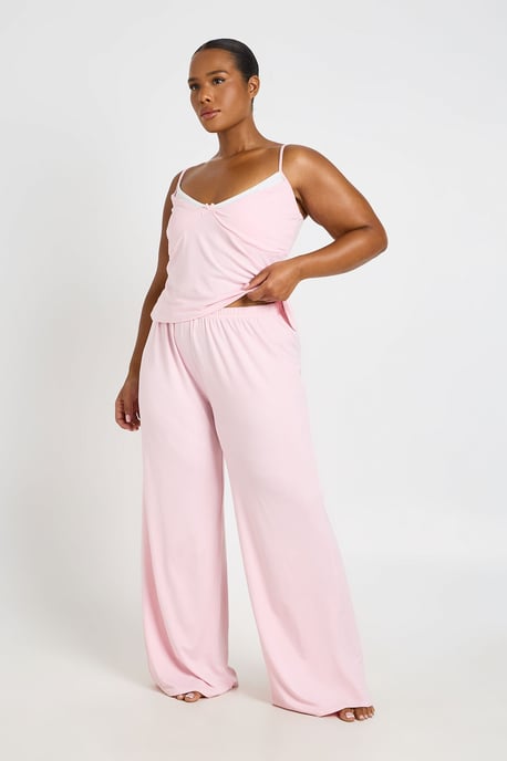 Plus Contrast Cami Pyjama Top And Trouser Set - Image 3