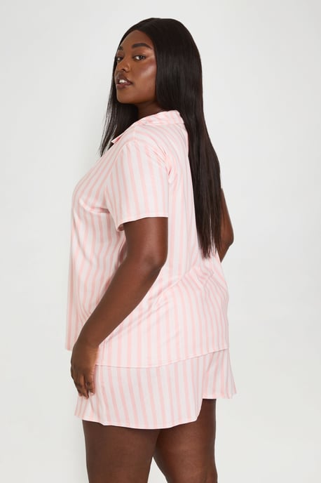 Plus Stripe Short Sleeve And Short PJ Set - Image 3