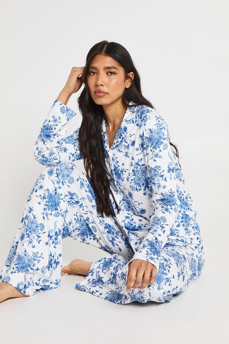 Tall Floral Print Long Sleeve Shirt & Trouser Pyjama Set - Image 4