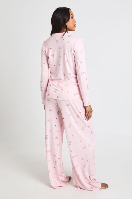 Maternity Bunny And Bow Print Long Sleeve Shirt & Trouser Pyjama Set - Image 2