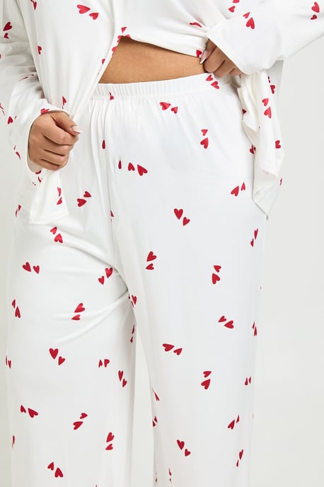 Plus Valentines Heart Print Long Sleeve Shirt & Trouser Pyjama Set - Image 4