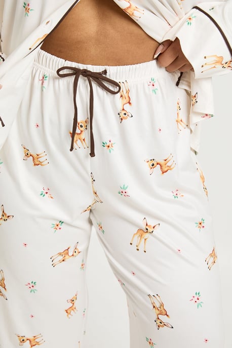 Plus Dear Print Long Sleeve Shirt & Trouser Pyjama Set - Image 4