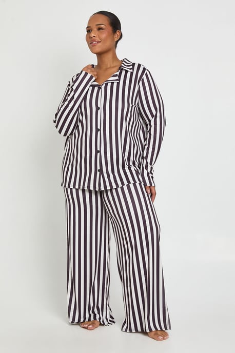 Plus Stripe Long Sleeve Shirt & Trouser Pyjama Set - Image 3