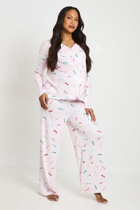 Maternity Sweet Print Long Sleeve Shirt & Trouser Pyjama Set - Image 3