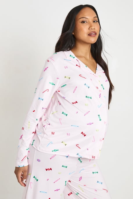 Maternity Sweet Print Long Sleeve Shirt & Trouser Pyjama Set - Image 4