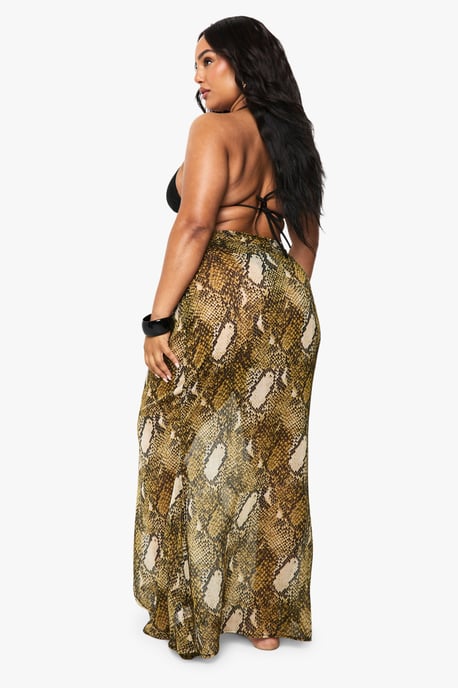Plus Beachwear Essentials Snake Print Maxi Skirt - Image 2