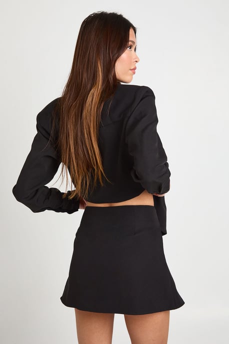 Silver Button Woven Mini Skirt - Image 2
