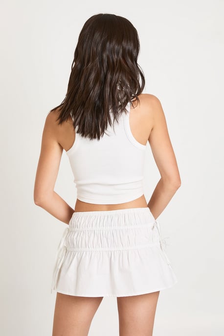 Poplin Shirred Mini Skirt - Image 2