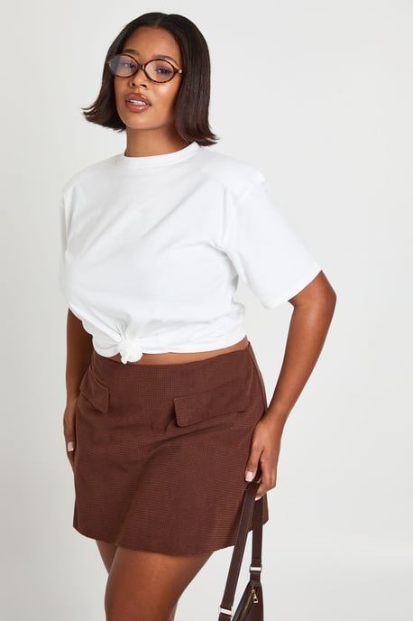 Plus Brushed Herringbone Check Skort - Image 1