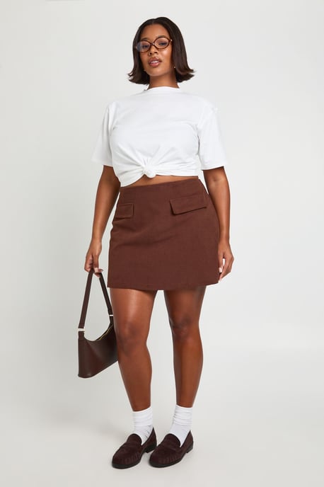 Plus Brushed Herringbone Check Skort - Image 3