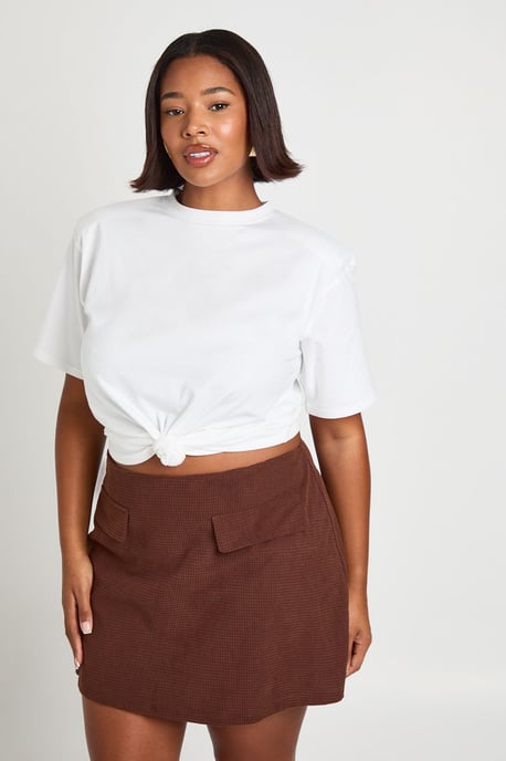 Plus Brushed Herringbone Check Skort - Image 4