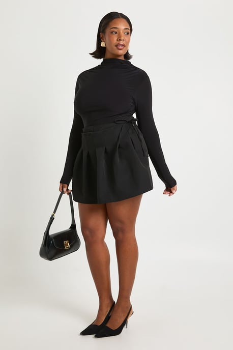 Plus Woven Pleated Wrap Skort - Image 1