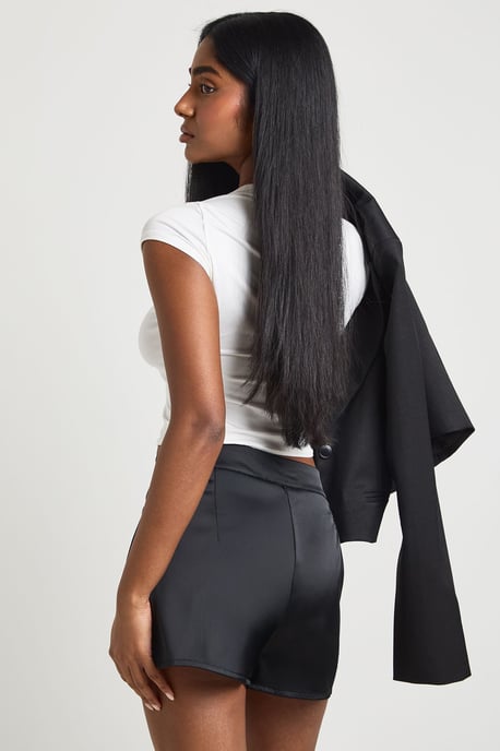 Satin Lace Trim Skort - Image 2