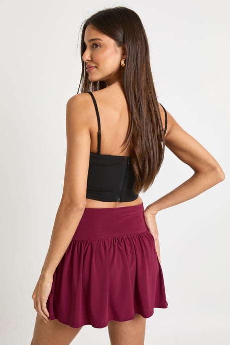 Slinky Trim Detail Frill Hem Skort - Image 2