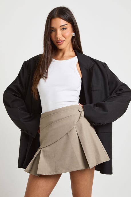 Crepe Wrap Pleated Skort - Image 3